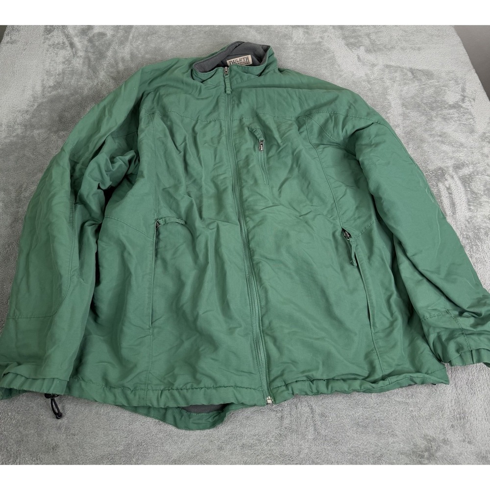 Duluth Trading Company Full Zip Bomber Jacket Men's Size 2XLT Green Fleece Lined